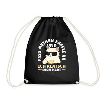 Funny Cat Coffee Saying Office Coffee Lover - Drawstring Bag - black - Front