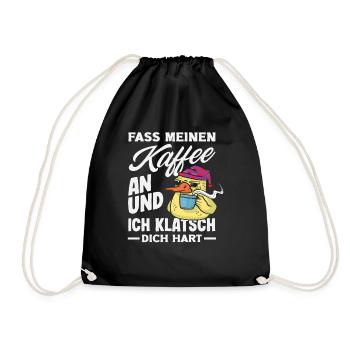 Funny Duck Coffee Saying Office Coffee Lover - Drawstring Bag - black - Front