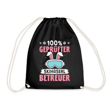 Skilehrer 100 % GEPRÜFTER SKIHASERL BETREUER - Turnbeutel - Schwarz - Vorne