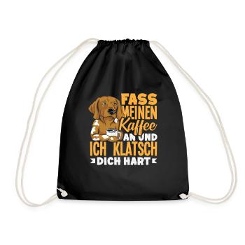 Funny Dog Coffee Saying Office Coffee Lover - Drawstring Bag - black - Front