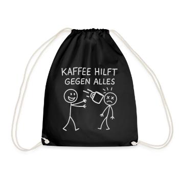 Coffee helps against everything stick figure - Drawstring Bag - black - Front