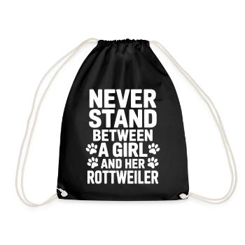 Rottweiler Spruch Mädchen Fun Rottweiler Geschenk - Turnbeutel - Schwarz - Vorne