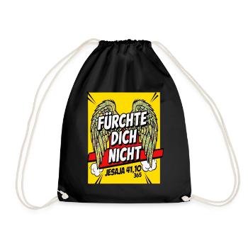 FÜRCHTE DICH NICHT Bibelvers Flügel Comic Gelb - Turnbeutel - Schwarz - Vorne