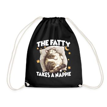 Fat Cat Sleep T Funny Cuddle T for Cats - Drawstring Bag - black - Front