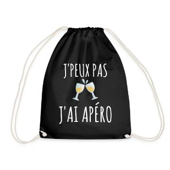 I can't I have aperitif humor aperitif I can't - Drawstring Bag - black - Front