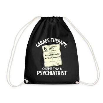 Garage Therapy Cheaper Than Psychiatrist Car Quote - Drawstring Bag - black - Front