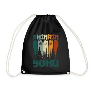 Shinrin-Yoku Forest Bathing Forest Nature Outdoor Gift - Drawstring Bag - black - Front