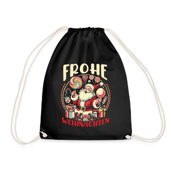 Weihnachtsmann Frohe Weihnachten - Turnbeutel - Schwarz - Vorne