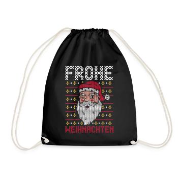 Weihnachtsmann Frohe Weihnachten - Turnbeutel - Schwarz - Vorne