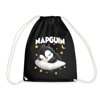Gift for penguin lovers and sleepyheads - Drawstring Bag - black - Front