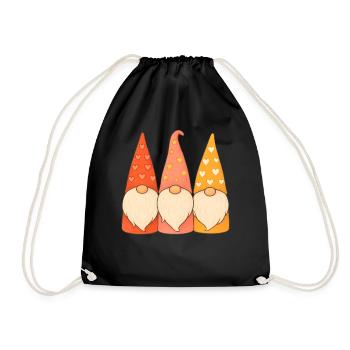 Gnomes Hearts Stars Weihnachtsfeiertag Spaß - Turnbeutel - Schwarz - Vorne