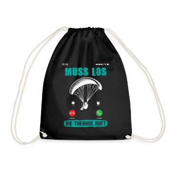 Paragliders MUST GO, THERMALS ARE CALLING - Drawstring Bag - black - Front