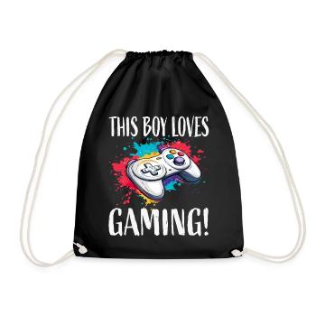 This Kid Loves Gaming - Drawstring Bag - black - Front