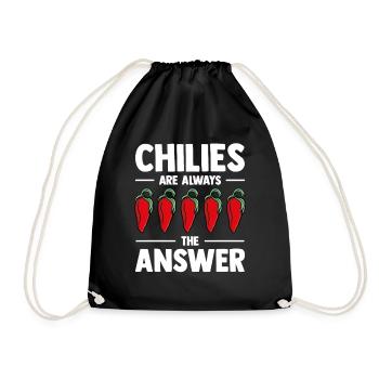 Lustiger Chili Pflanzen Anbauer Chilies The Answer - Turnbeutel - Schwarz - Vorne
