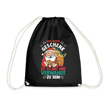 Weihnachtsmann Weihnachtszeit Weihnachts - Turnbeutel - Schwarz - Vorne