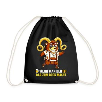Bär zum Bock machen - Lederhose Satire - Turnbeutel - Schwarz - Vorne