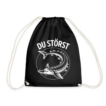 You Disturb Fish Circle Motif - Drawstring Bag - black - Front