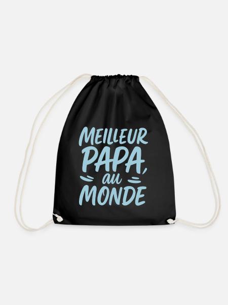 Meilleur Papa du Monde (franz.)– Brush Lettering - Turnbeutel - Schwarz