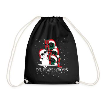 Winter Cat – Ho Ho Get Something Beautiful - Drawstring Bag - black - Front