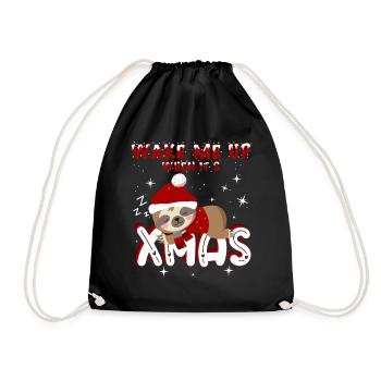 Sloth – Wake Me Up When It's Xmas - Drawstring Bag - black - Front
