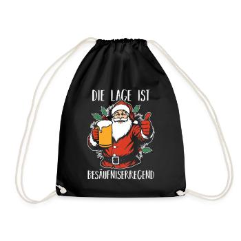 Weihnachtsmann Weihnachtszeit Bier Saufen Weihnach - Turnbeutel - Schwarz - Vorne