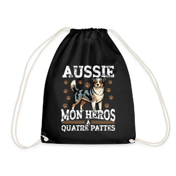 Aussie My Four-Legged Hero Dog - Drawstring Bag - black - Front