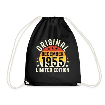 Birthday December 1955 Original Vintage Gift - Drawstring Bag - black - Front