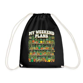 Funny Plant Succulent Cactus Weekend - Drawstring Bag - black - Front