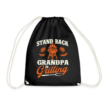 Stand Back Grandpa Is Grilling Funny BBQ Pitmaster - Drawstring Bag - black - Front