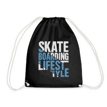 Skateboarding Lifestyle Retro Typo Design - Turnbeutel - Schwarz - Vorne