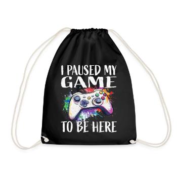 I paused my game – colored gamepad - Drawstring Bag - black - Front