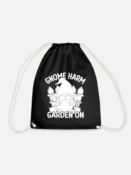Gnome Costume Men Gnome Harm Garden On Gnome - Drawstring Bag - black