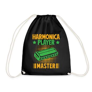 Funny Harmonica Player Master Harmonica - Turnbeutel - Schwarz - Vorne