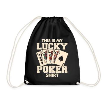 Lucky Poker Card Shirt - Drawstring Bag - black - Front