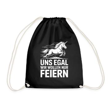  Uns Egal Wir Wollen Nur Feiern Einhorn Party - Turnbeutel - Schwarz - Vorne