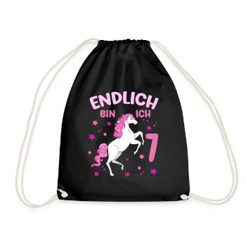 Cheval de 7 ans Enfin je suis 7 filles 7. - Sac de sport léger - noir - Devant