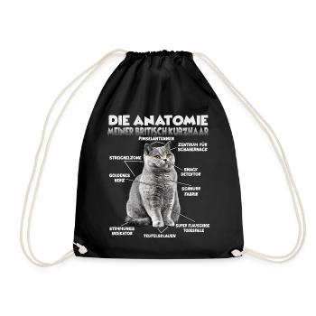 T britannique à cheveux court | Chats britanniques à poil court - Sac de sport léger - noir - Devant