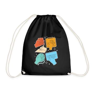 SLP Sign Language AAC Communication - Drawstring Bag - black - Front