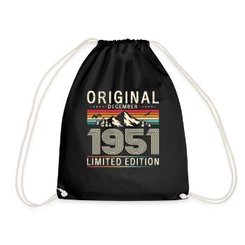 75th Birthday Original December Born 1951 - Drawstring Bag - black - Front