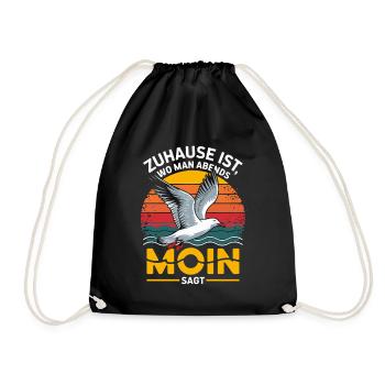 Home is where you say hello in the evening Seagull North Sea - Drawstring Bag - black - Front