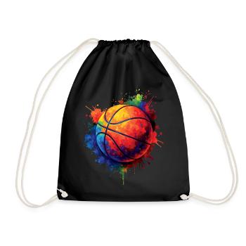 Basketball Splash Art - Design Ballon de Basket - Drawstring Bag - black - Front