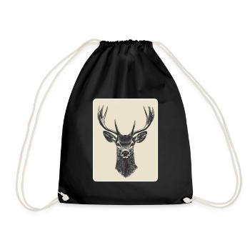 Rentier Hirsch Geweih Reindeer Vintage - Turnbeutel - Schwarz - Vorne