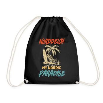 NORDDEICH IST MEIN NORDISCHES PARADIES Lustig - Turnbeutel - Schwarz - Vorne