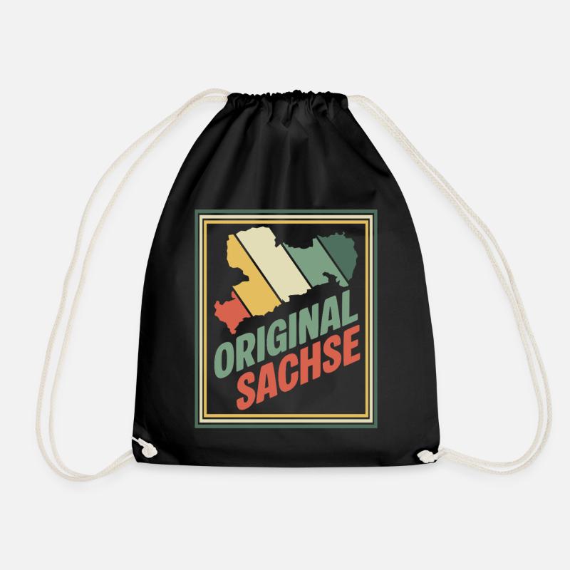 Original Saxony Retro Emblem - Drawstring Bag - black
