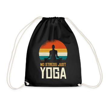 No Stress Just Yoga Retro Silhouette - Drawstring Bag - black - Front