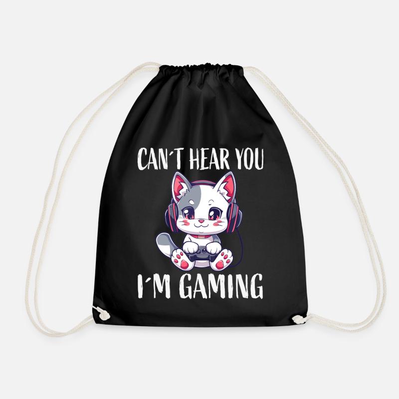 Gaming-Katze Kopfhörer - Turnbeutel - Schwarz