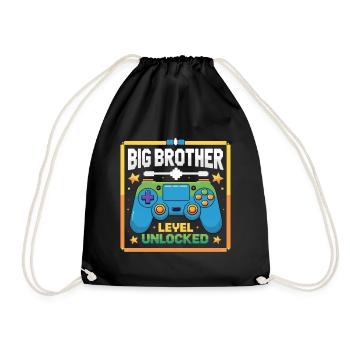 Big Brother Level Unlocked - Drawstring Bag - black - Front