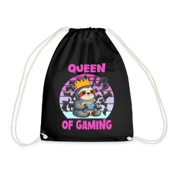 Sloth Queen of gaming - Drawstring Bag - black - Front