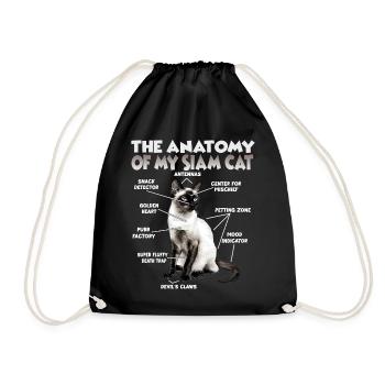 Siamkatzen Geschenk für Katzenliebhaber Katzenmama - Turnbeutel - Schwarz - Vorne