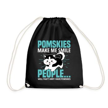 Pomsky birgt Hundegeschirr Pomsky Stofftier - Turnbeutel - Schwarz - Vorne